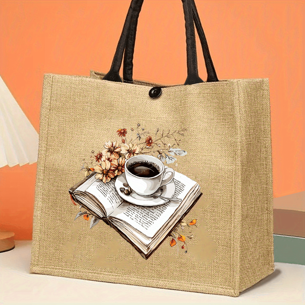 Outdoor Adventure Books - Vintage Coffee Books Printed Jute Tote