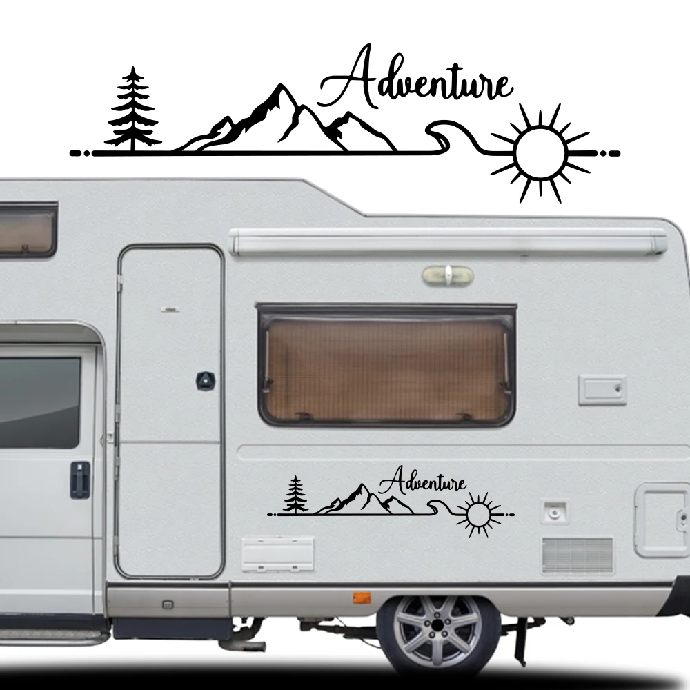 Outdoor Adventure Vehicles - Adventure Mountain Forest Sun Cartoon Vinyl