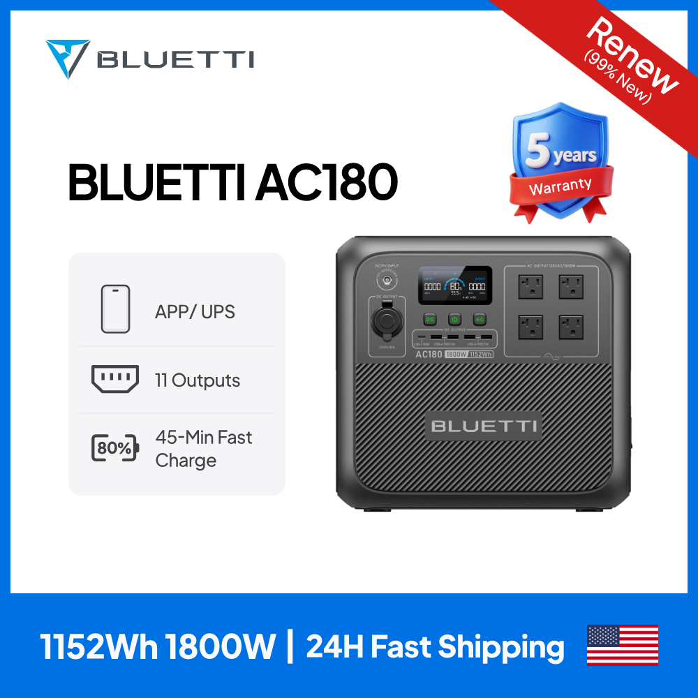 【RENEW】BLUETTI AC180 Solar Por – обзор и цена Outdoor Adventure Kit