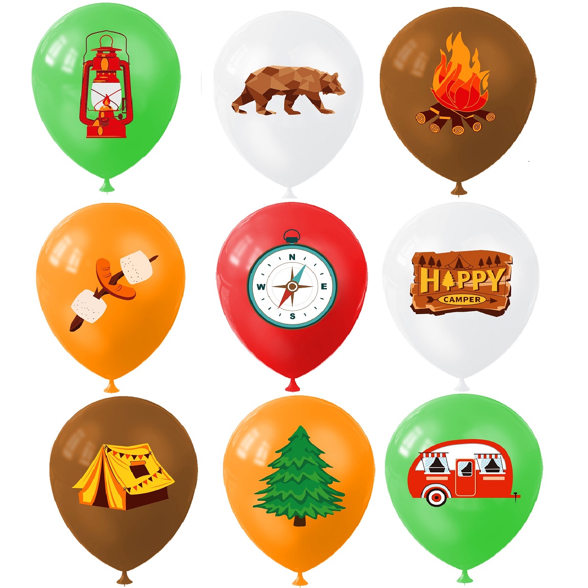 9pcs Happy Camping Balloon, Ou – обзор и цена Outdoor Adventure Girl